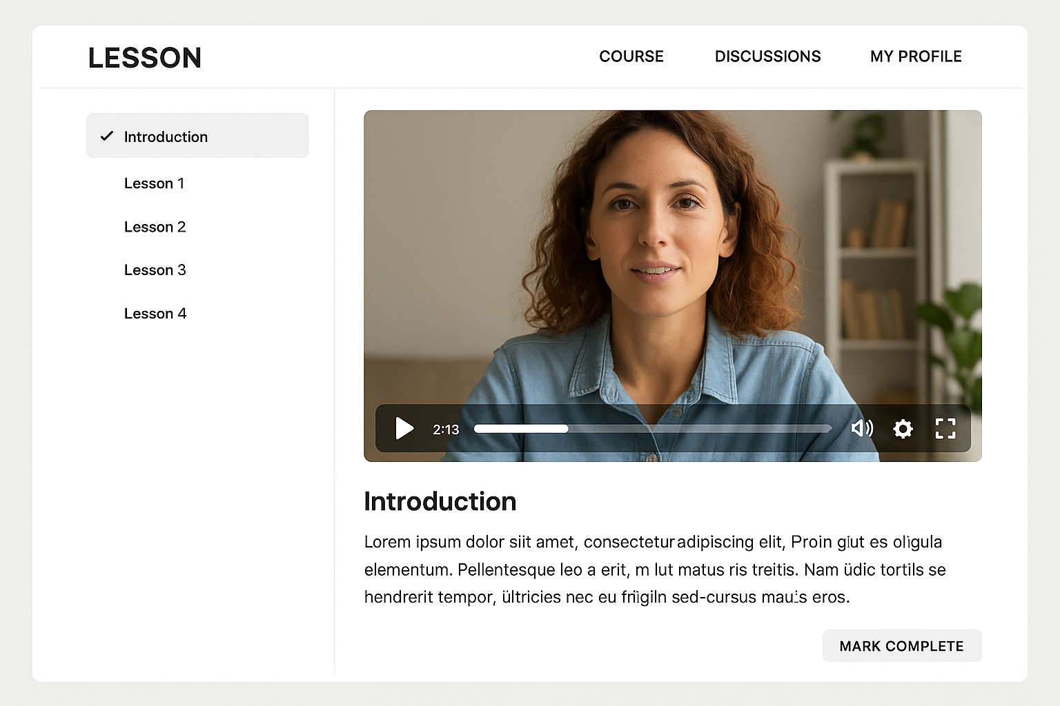 Pro LMS dashboard showing course progress